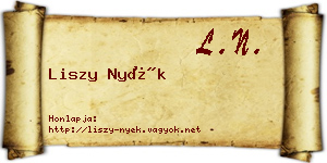 Liszy Nyék névjegykártya